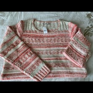 Rose & Cream Thick Woven Sweater Sz XL from LOFT